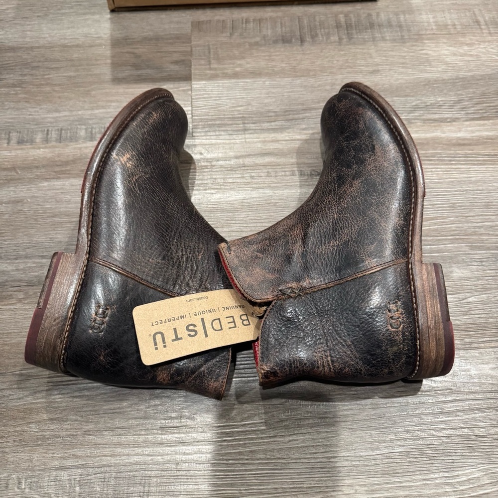 Bed Stu Yurisa Black Lux Leather Bootie Boots - Picture 7 of 14
